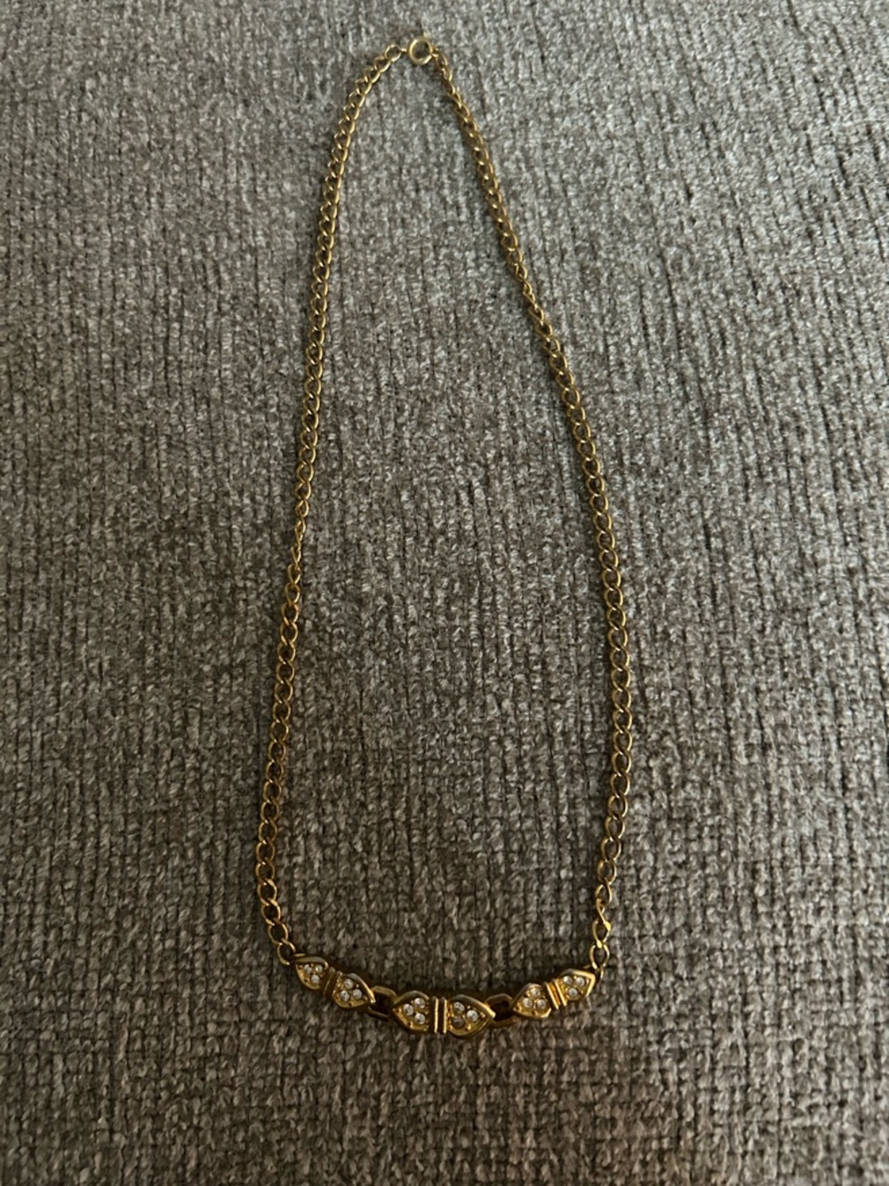 Vintage Avon Gold-Tone Necklace with Clear Crystal Accents